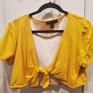 Yellow Polkadot 2x crop top